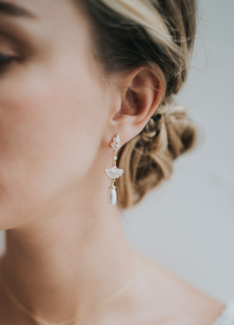 Boucles d'oreilles mariée "Théodora" avec attaches et... 2