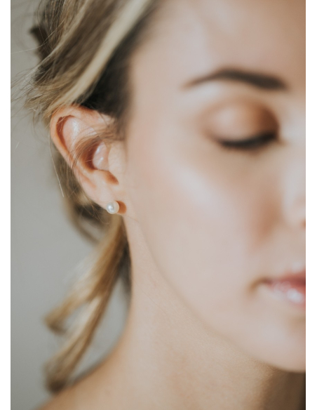 Boucles d'oreilles mariée "Perle" simple clou