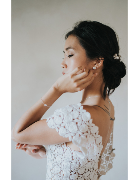 Boucles d'oreilles mariée "Paola" simple clou perles