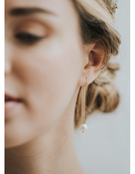 Boucles d'oreilles mariée "Alba" pendantes avec perles