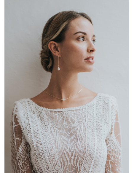 Boucles d'oreilles mariée "Alba" pendantes avec perles