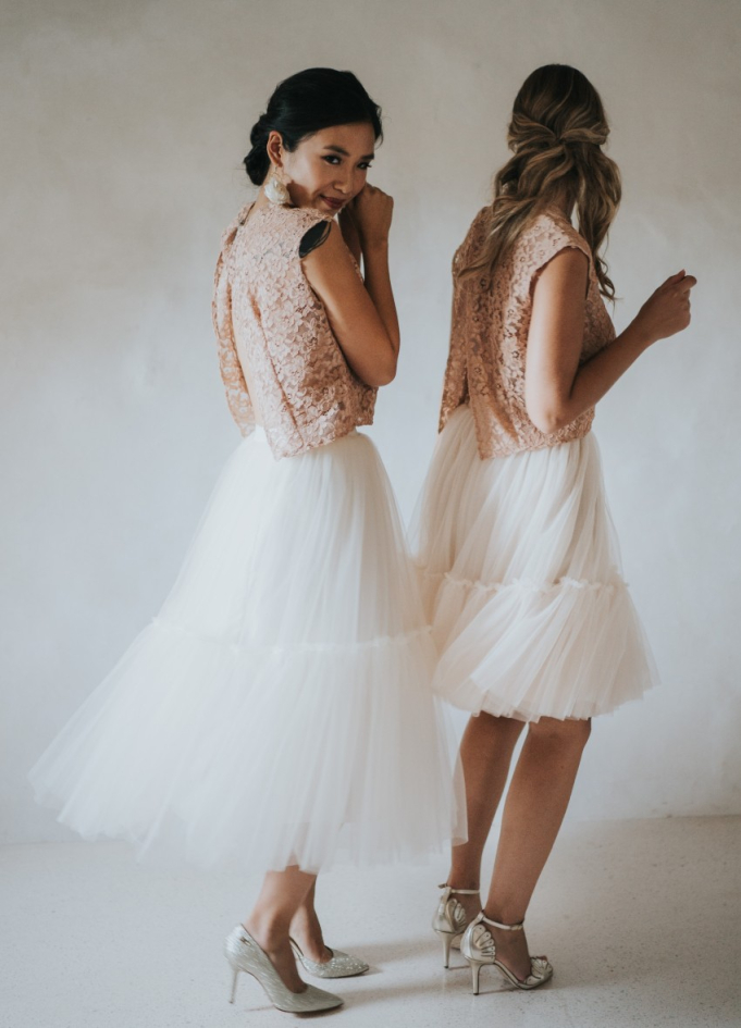 Jupe en tulle souple bohème à volants