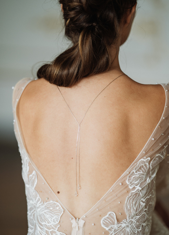 "Lison" Collier de mariée pour robe dos nu avec cristaux