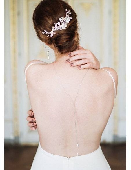 "Anastasia" collier de mariée pour robe dos décolleté avec perles