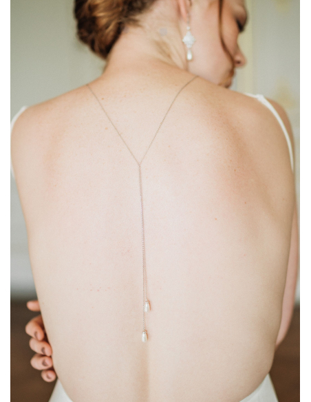 "Anastasia" collier de mariée pour robe dos décolleté avec perles