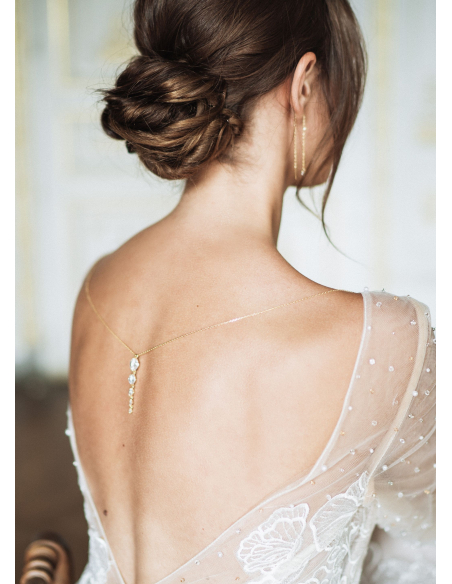 "Jane" Bijou de dos amovible avec strass pour robe dos nu