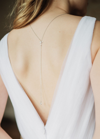 "Ombeline" collier de mariée pour robe dos décolleté avec perles