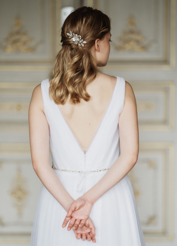 Bijou de tête mariée "Coline" avec...