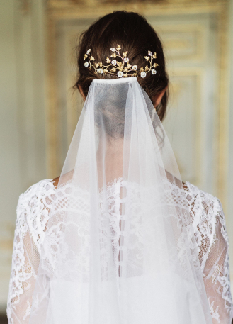 Peigne de mariée "Diane" avec feuillages, cristaux et perles 2