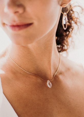 "Jade" collier de mariée avec larme cristal, moderne et... 2