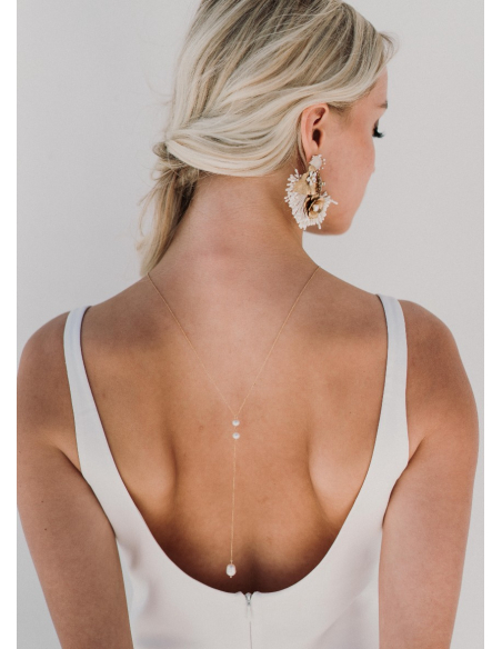 "Maelle" Collier de mariée perlé avec bijou robe dos nu