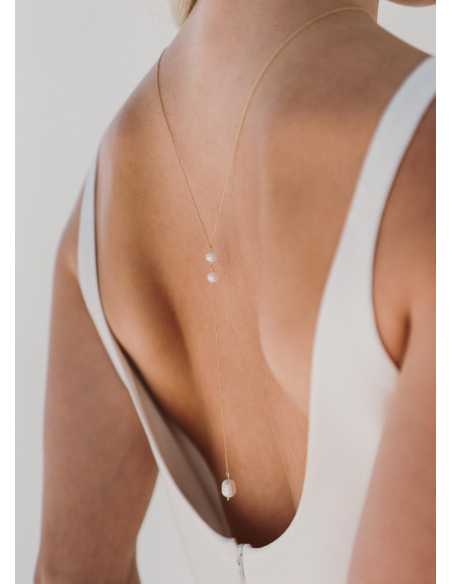 "Maelle" Collier de mariée perlé avec bijou robe dos nu