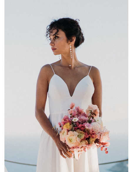 "Maelle" Collier de mariée perlé avec bijou robe dos nu