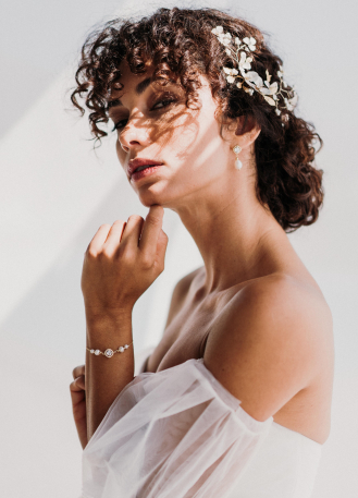 Bracelet mariage "Juliette" avec serti rétro et perles 2