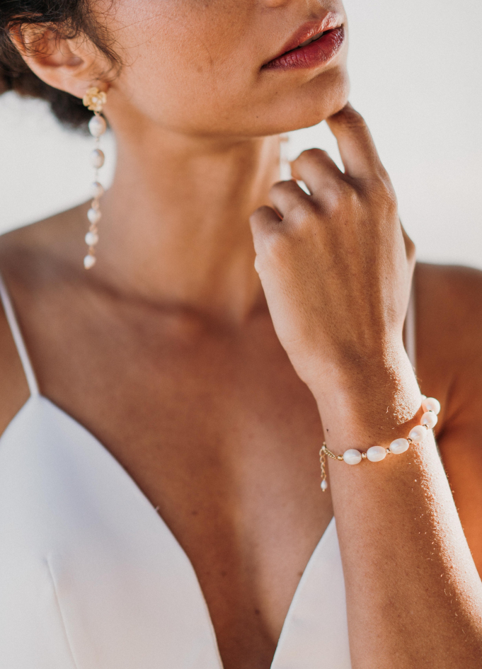 Bracelet mariage "Danaé" avec perles d'eau douce