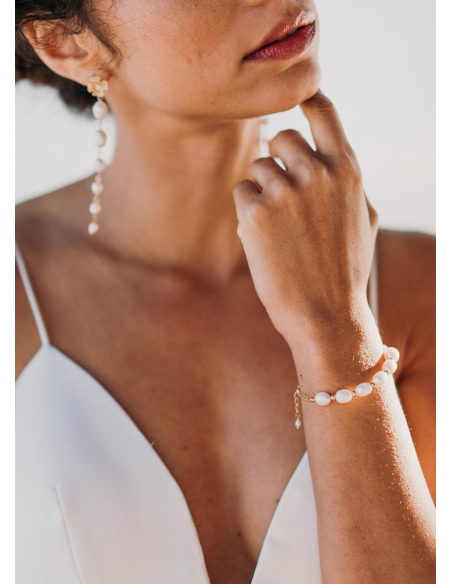 Bracelet mariage "Danaé" avec perles d'eau douce