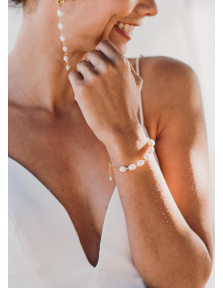 Bracelet mariage "Danaé" avec perles d'eau douce