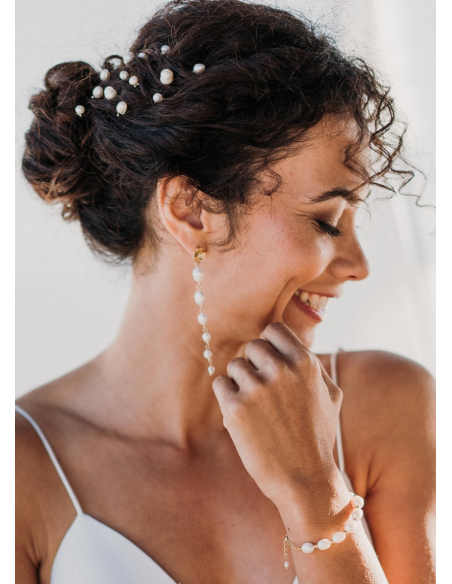 Bracelet mariage "Danaé" avec perles d'eau douce