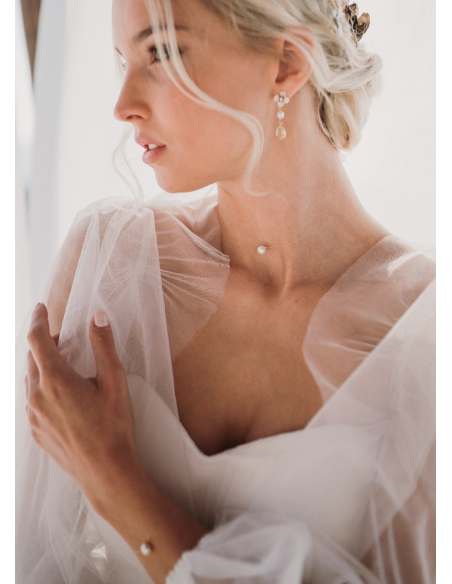 Boucles d'oreilles mariée "Pénélope" avec fleurs