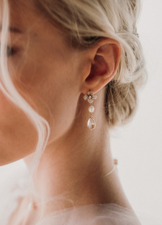 Boucles d'oreilles mariée "Pénélope" avec fleurs