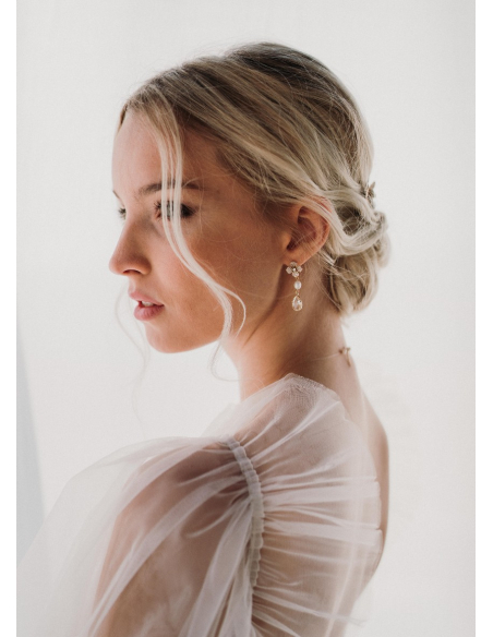 Boucles d'oreilles mariée "Pénélope" avec fleurs