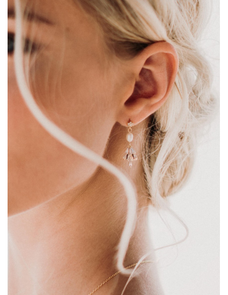 Boucles d'oreilles mariée "Carline" au charme rétro et chic
