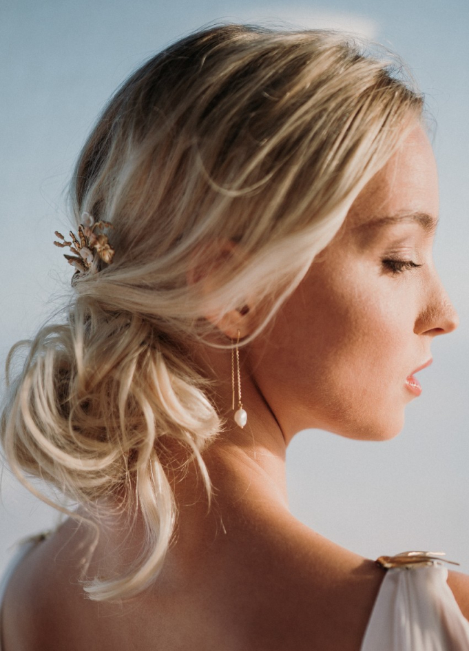 Boucles d'oreilles mariée "Maelle" pendantes avec perles d'eau douce