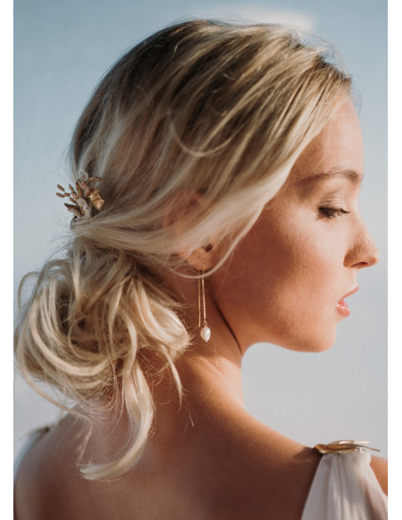 Boucles d'oreilles mariée "Maelle" pendantes avec perles d'eau douce