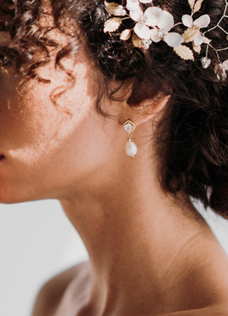 Boucles d'oreilles mariée "Juliette" avec perles d'eau douce
