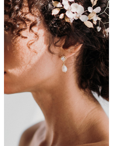 Boucles d'oreilles mariée "Juliette" avec perles d'eau douce