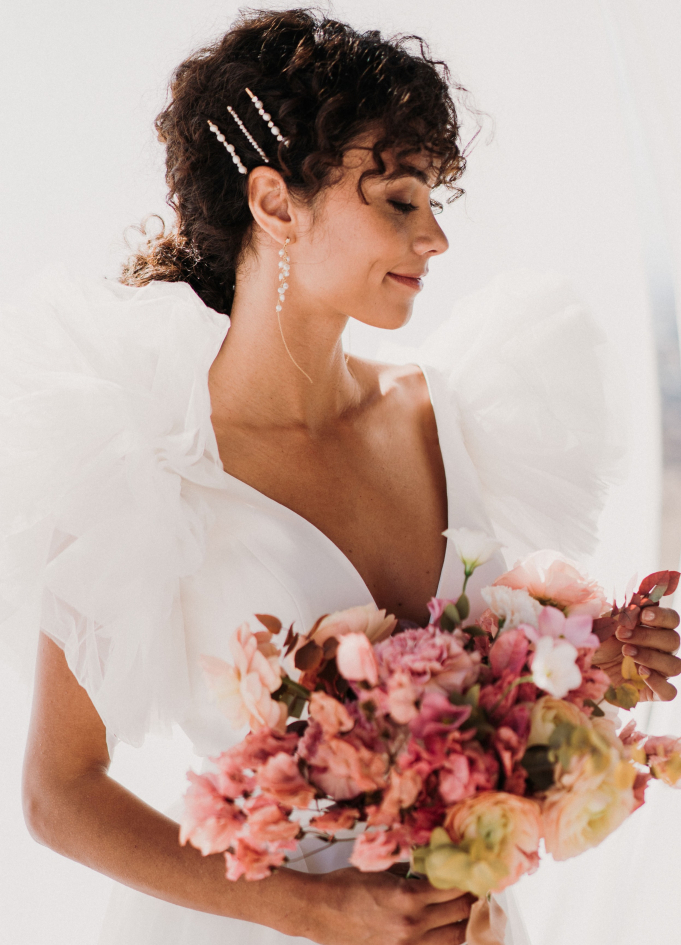 Longues boucles d'oreilles mariée...