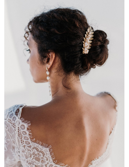 Pince cheveux mariée "Danaé" avec perles d'eau douce