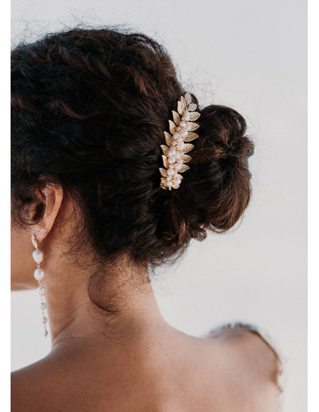 Pince cheveux mariée "Danaé" avec perles d'eau douce