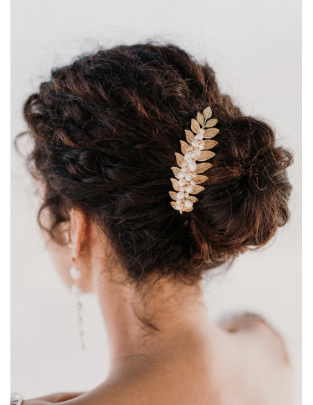 Pince cheveux mariée "Danaé" avec perles d'eau douce