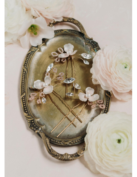 Trio de pics à chignon "Iris" pour votre chignon de mariée