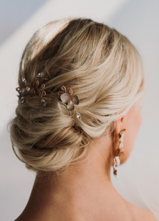 Trio de pics à chignon "Iris" pour votre chignon de mariée 2