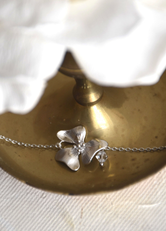 Bracelet témoin mariage avec fleur et cristal 2