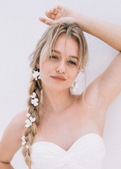  Trio de pics à chignon "Ella" avec fleurs porcelaine et cristaux