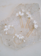  Trio de pics à chignon "Ella" avec fleurs porcelaine et cristaux