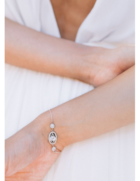 Bracelet mariage "Suzon" avec sertis au charme rétro