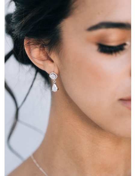Boucles d'oreilles mariée "Suzon" avec sertis cristal