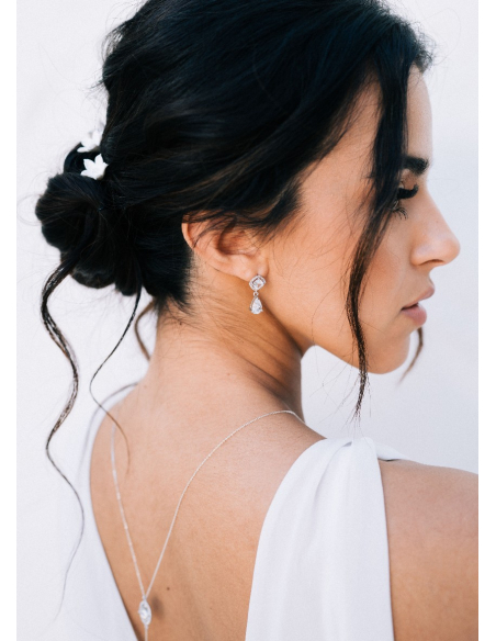 Boucles d'oreilles mariée "Suzon" avec sertis cristal