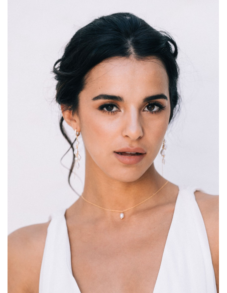 Boucles d'oreilles mariée "Thais" avec perles d'eau douce