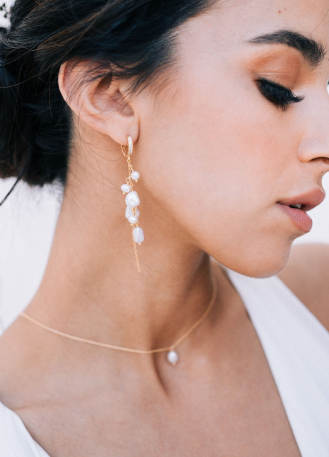 Boucles d'oreilles mariée "Thais" avec perles d'eau douce