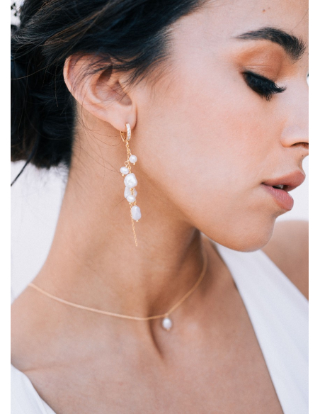 Boucles d'oreilles mariée "Thais" avec perles d'eau douce