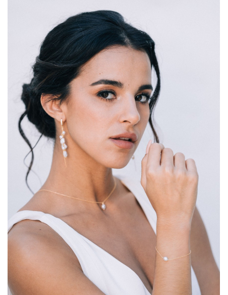 Boucles d'oreilles mariée "Thais" avec perles d'eau douce