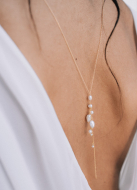 "Thais" Collier de mariée perlé avec bijou robe dos nu