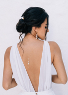"Thais" Collier de mariée perlé avec bijou robe dos nu