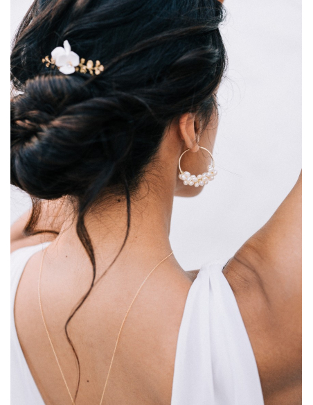 Pic "Thais" avec estampe laiton et fleur aspect porcelaine