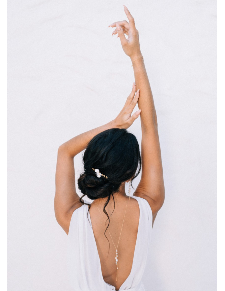 Pic "Thais" avec estampe laiton et fleur aspect porcelaine